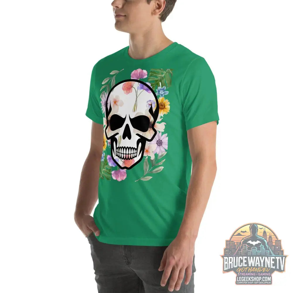 T-shirt Unisexe à Imprimé Crâne et Fleurs - Mode Estivale | Wayne Outfitters - Legeekshop