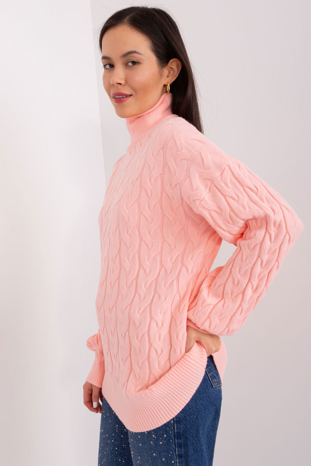 Pull femme AT Col Roulé Col — orange