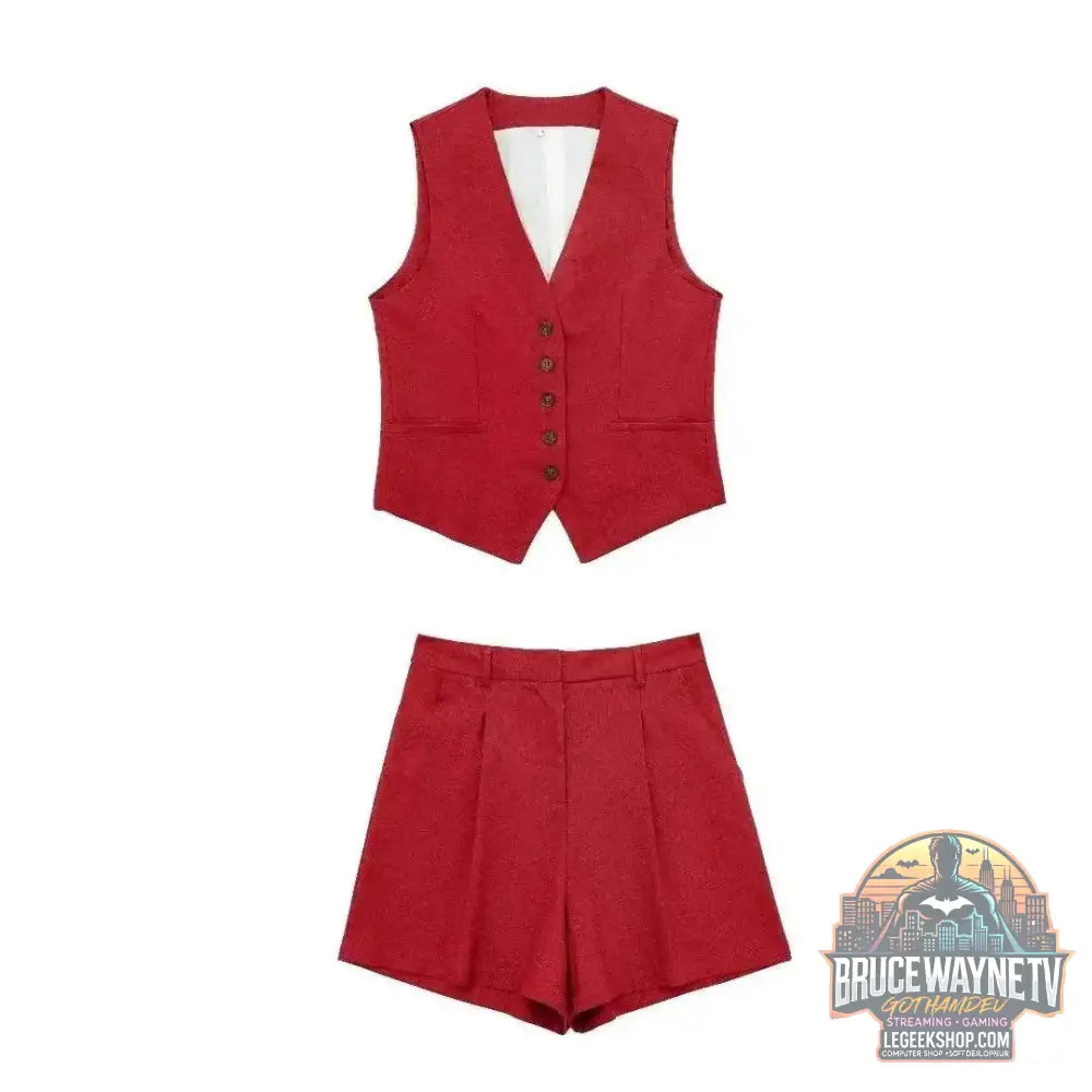 👗 Ensemble deux pièces femme – Gilet sans manches & short à poches - Legeekshop