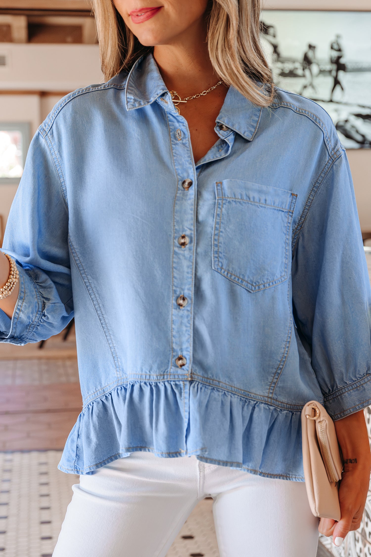Beau Blue Half Sleeve — Tops/Blouses & Shirts, vue 7, LeGeekShop