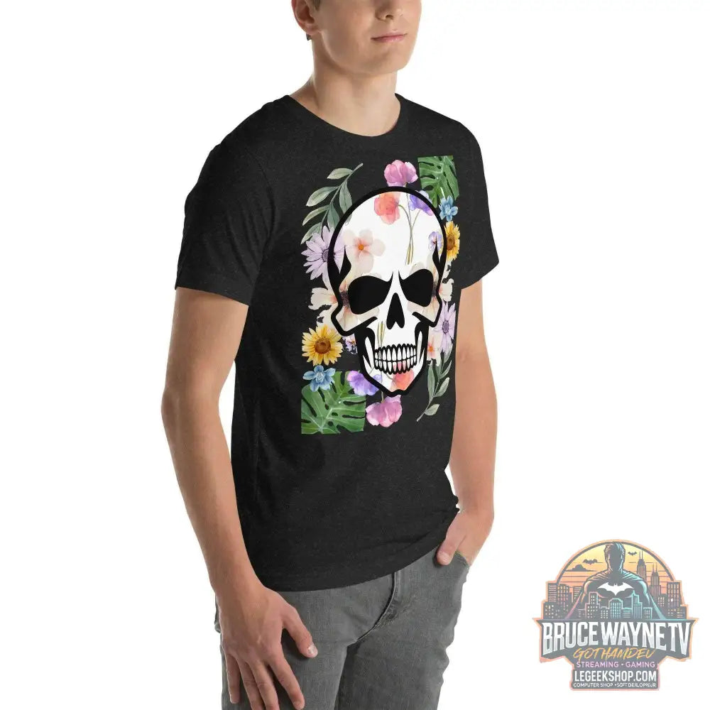 T-shirt Unisexe à Imprimé Crâne et Fleurs - Mode Estivale | Wayne Outfitters - Legeekshop