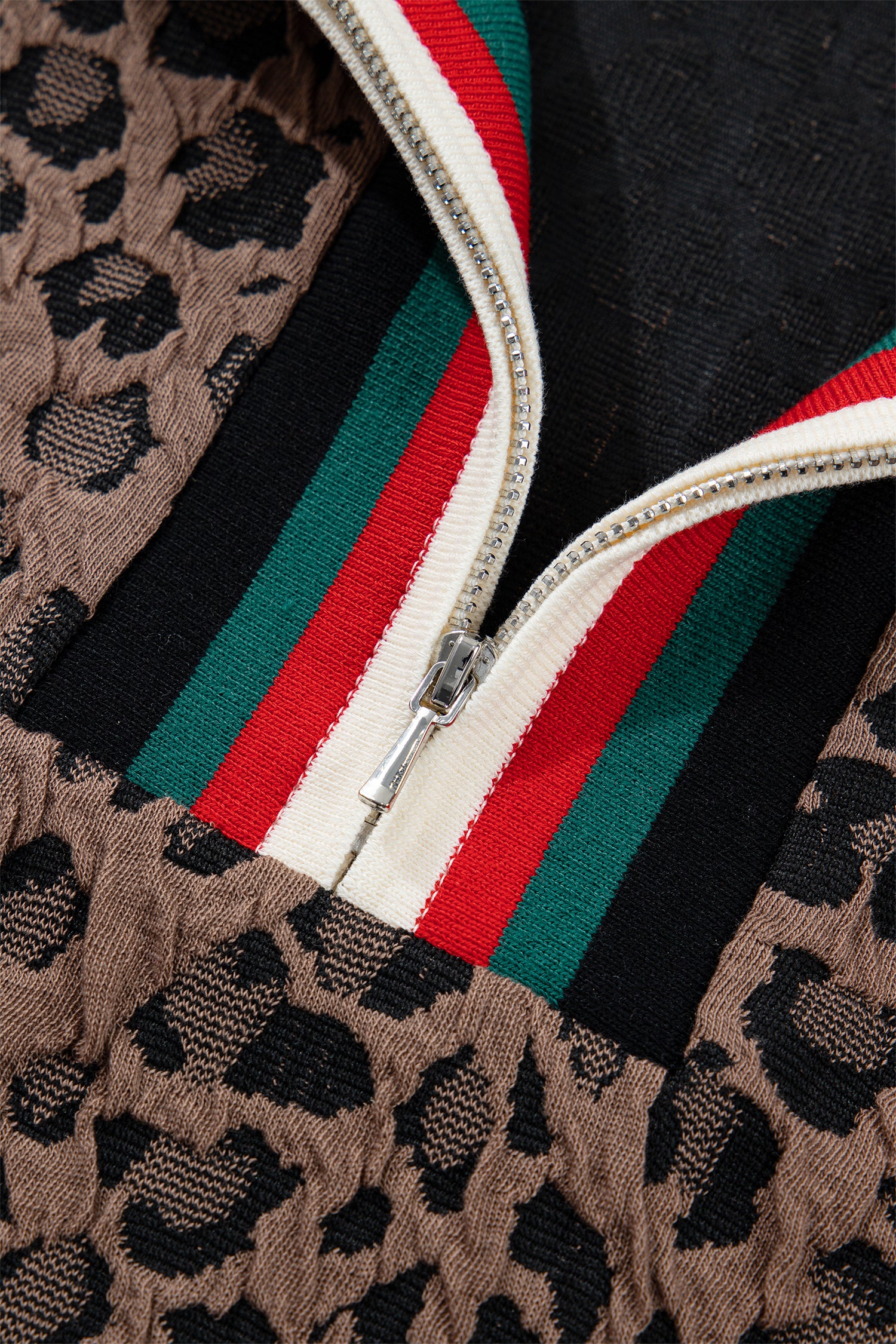 Brown Leopard Jacquard Striped — Tops/Blouses & Shirts, vue 7, LeGeekShop