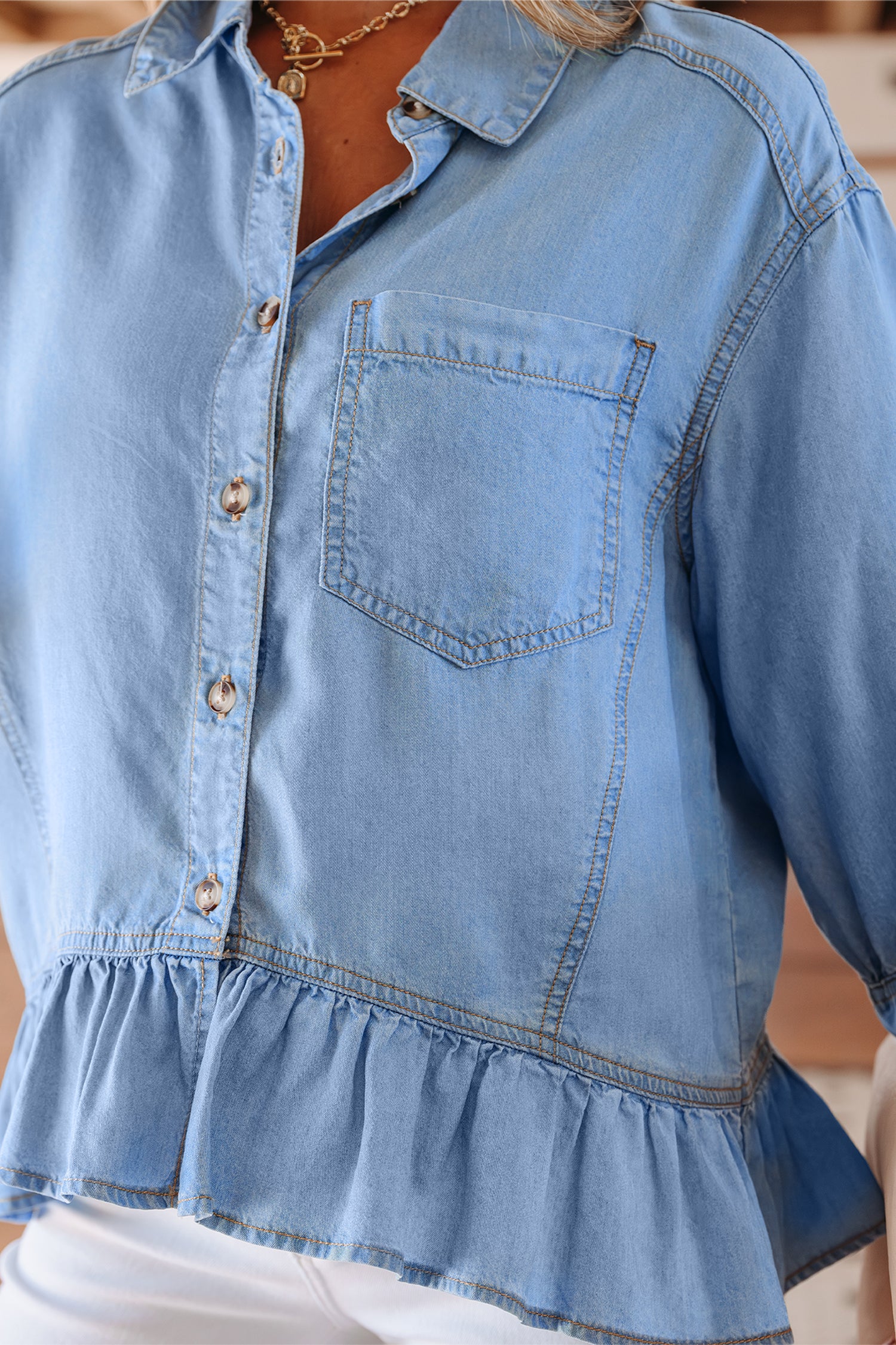 Beau Blue Half Sleeve — Tops/Blouses & Shirts, vue 6, LeGeekShop