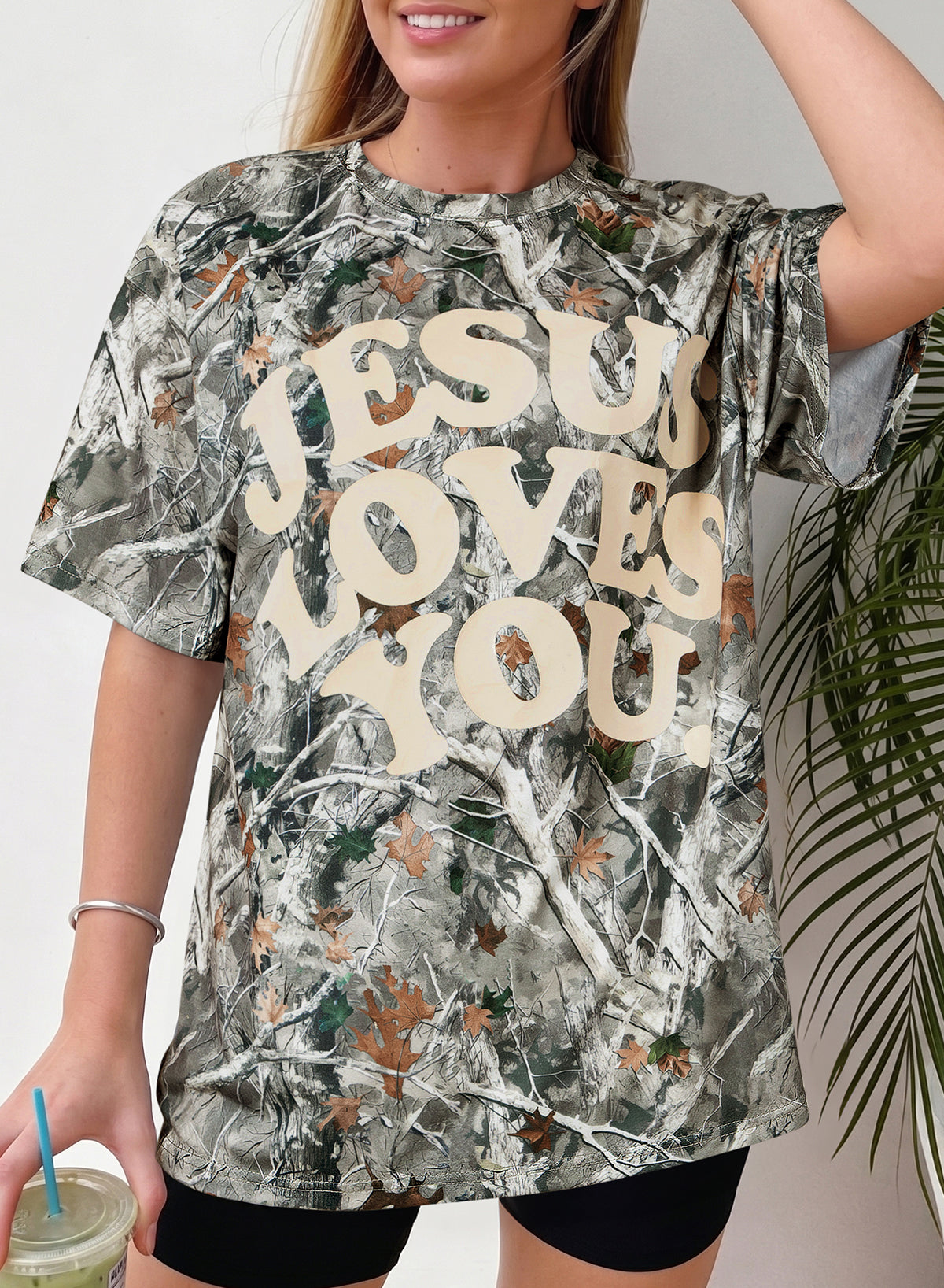 Pink Camo Woodland LOVE LIKE JESUS Casual Tee