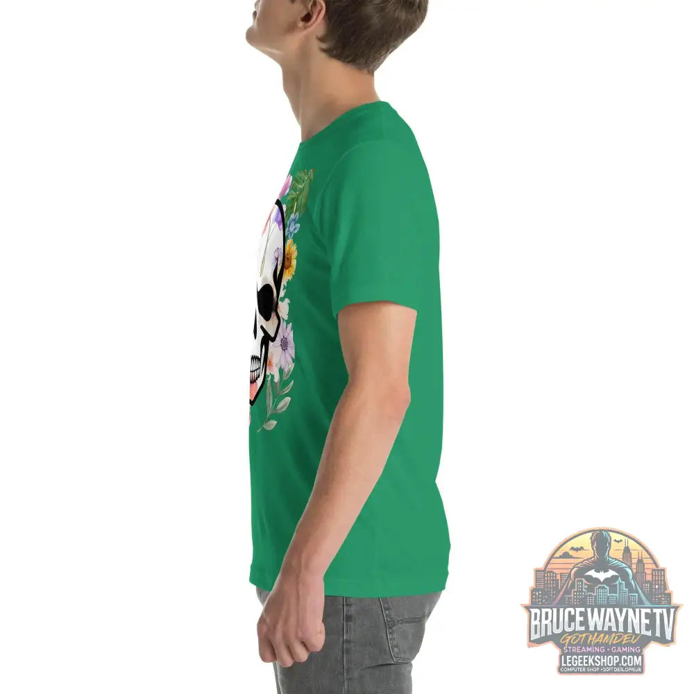 T-shirt Unisexe à Imprimé Crâne et Fleurs - Mode Estivale | Wayne Outfitters - Legeekshop