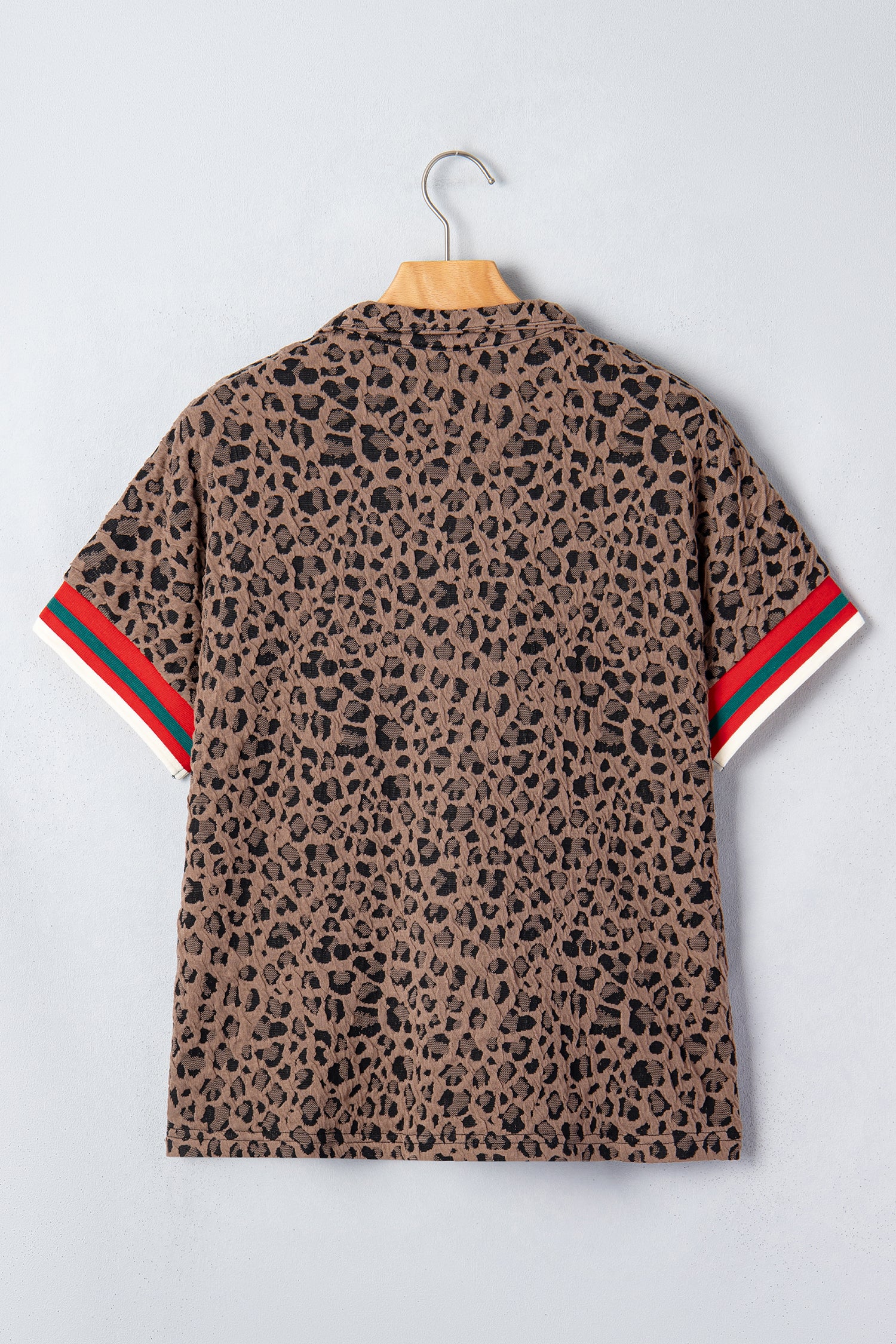 Brown Leopard Jacquard Striped — Tops/Blouses & Shirts, vue 6, LeGeekShop