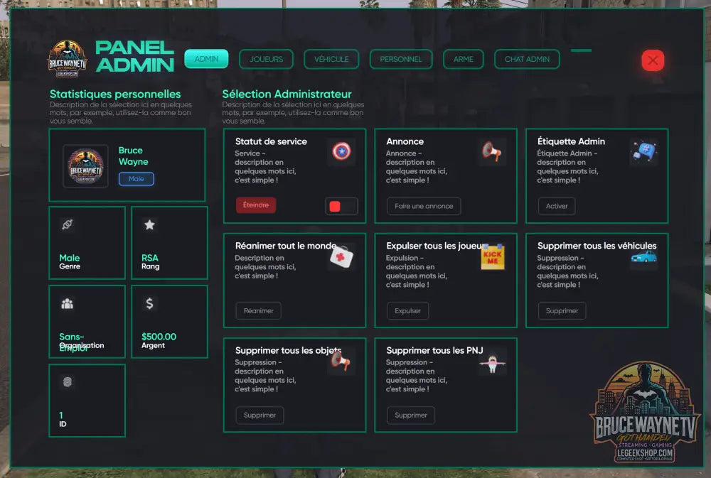 Base Serveur FiveM Fran — Base FiveM, vue 17, LeGeekShop