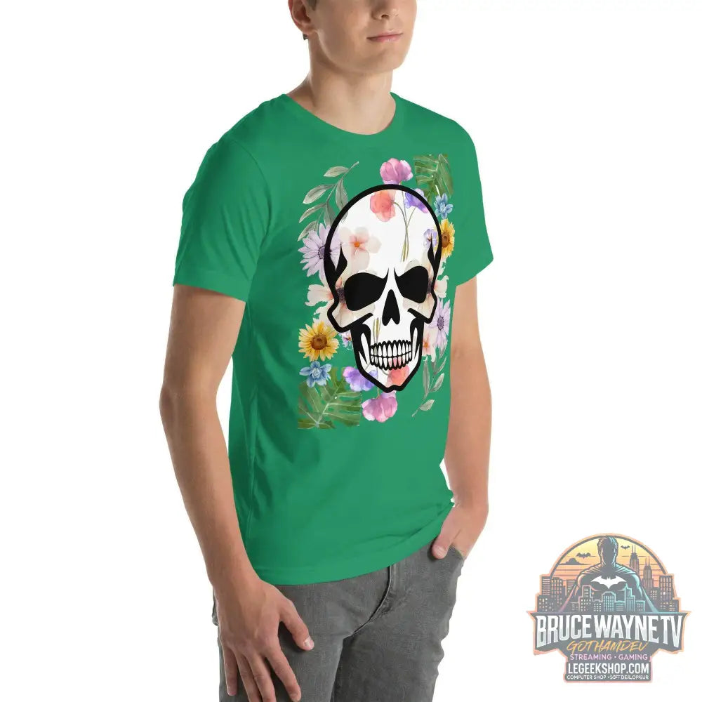 T-shirt Unisexe à Imprimé Crâne et Fleurs - Mode Estivale | Wayne Outfitters - Legeekshop