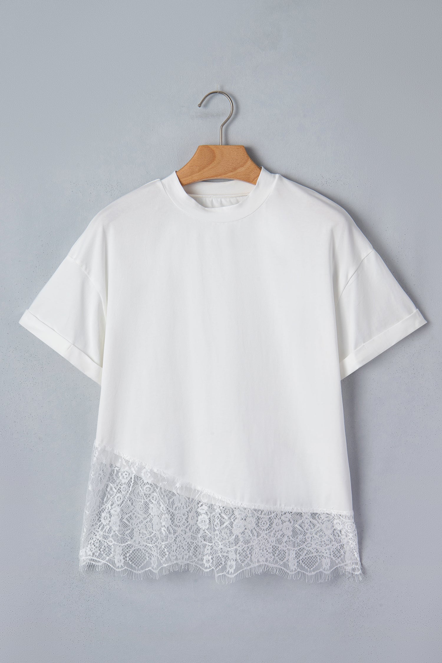 White Asymmetric Lace Hem — Tops/Tops & Tees, vue 3, LeGeekShop