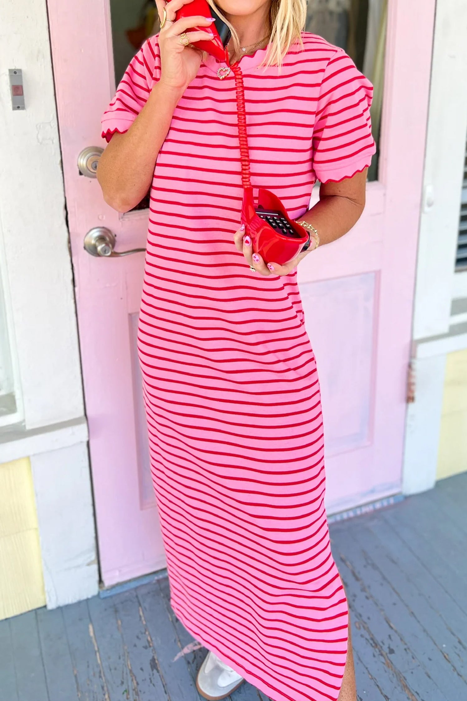 Rose Stripe Striped Short — Dresses/T Shirt Dresses, vue 5, LeGeekShop