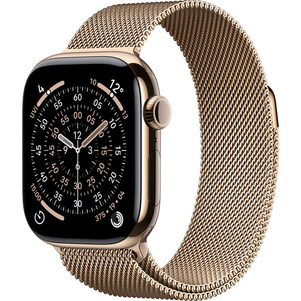 Apple Watch Titan Gold, bracelet / boîtier titane, 42 mm, Milanaise Armband gold S/M, Cellular - Apple - vue 2