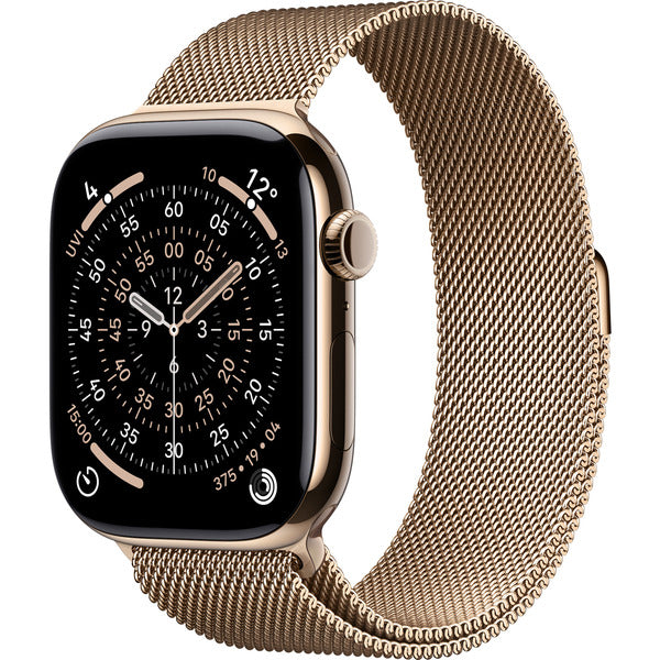Apple Watch Titan Gold, bracelet / boîtier titane, 46 mm, Milanaise Armband gold S/M, Cellular - Apple - vue 2