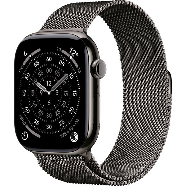 Apple Watch Titan Schiefer, bracelet / boîtier titane, 46 mm, Milanaise Armband schiefer S/M, Cellular - Apple - vue 2