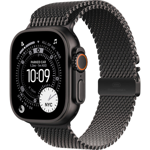 Apple Watch noir, 49 mm, Milanaise Armband noir L, bracelet / boîtier titane, Cellular - Apple - vue 2