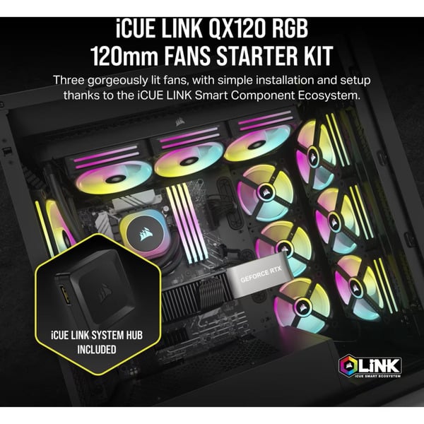 Corsair iCUE LINK QX120 RGB 120mm, Gehäuselüfter - Corsair - vue 2