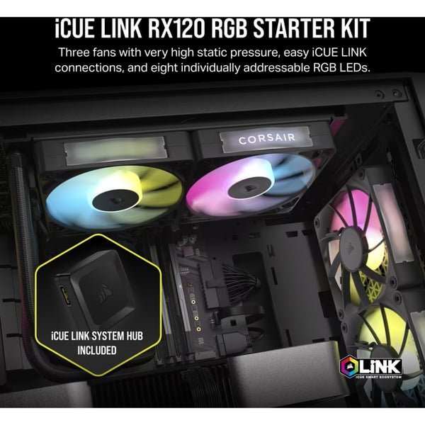 Corsair iCUE LINK RX120 RGB Triple, Gehäuselüfter - Corsair - vue 2