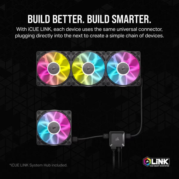 Corsair iCUE LINK RX120 RGB Triple, Gehäuselüfter - Corsair - vue 3