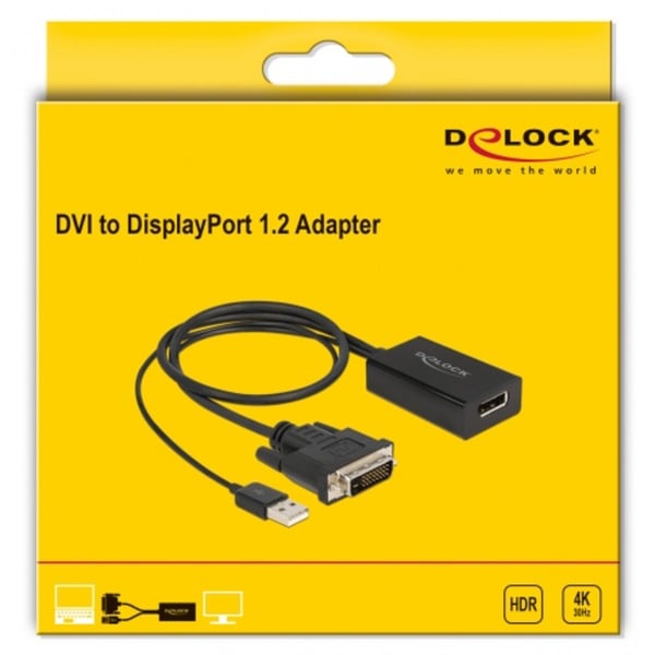 DeLOCK Adapterkabel, DVI + USB-A Stecker > DisplayPort Buchse - DeLOCK - vue 3