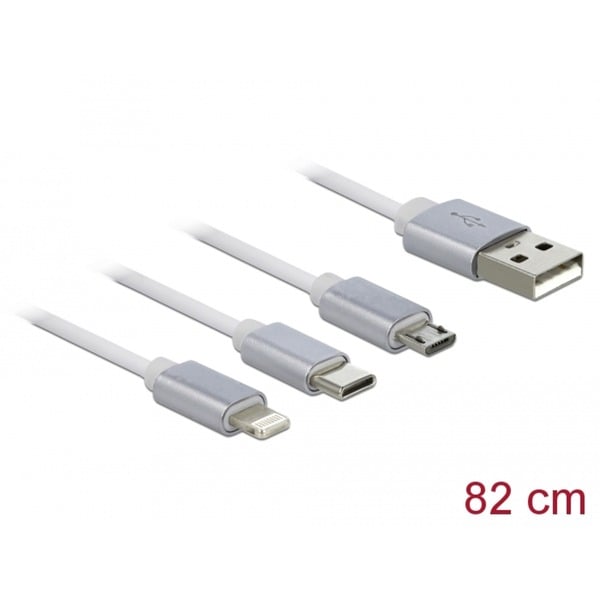 DeLOCK USB Aufrollcâble de charge, USB-A > Micro-USB + USB-C + Lightning - DeLOCK - vue 3