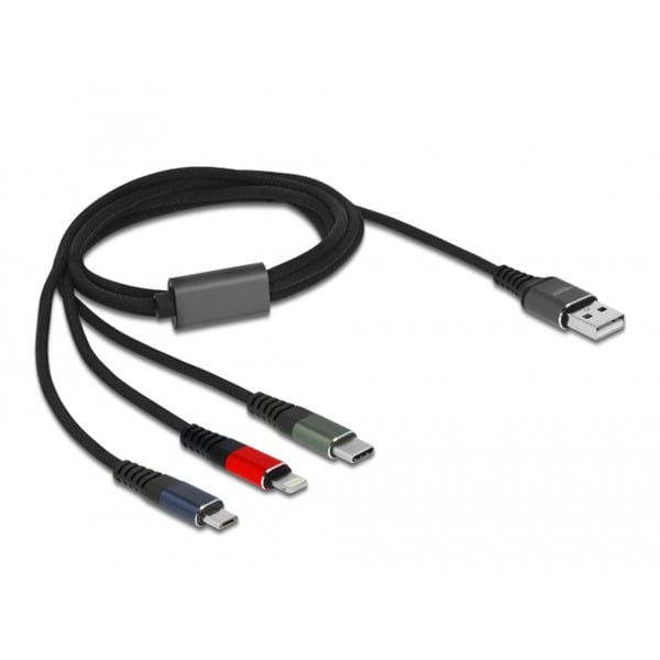 DeLOCK USB câble de charge, USB-A Stecker > USB-C + Micro USB + Lightning Stecker - DeLOCK - vue 2