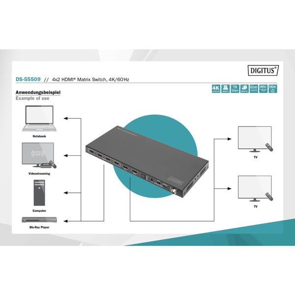Digitus 4K HDMI Switch, 4x2 - Digitus - vue 8