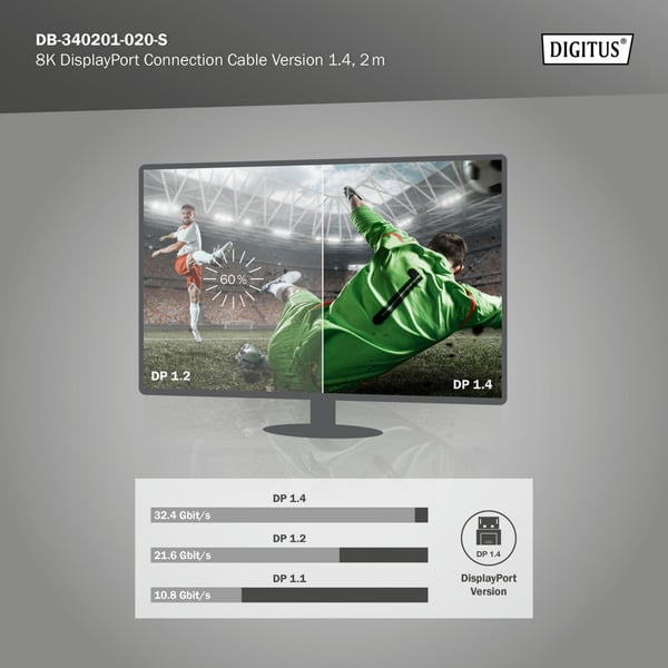 Digitus DisplayPort 1.4 Premium Anschlusskabel, UHD 8K - Digitus - vue 4