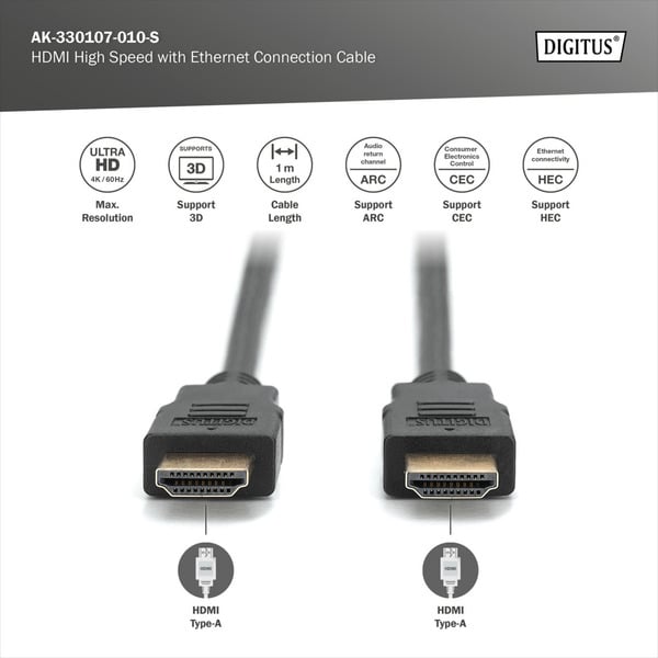Digitus HDMI High Speed câble avec Ethernet, Typ A - Digitus - vue 4