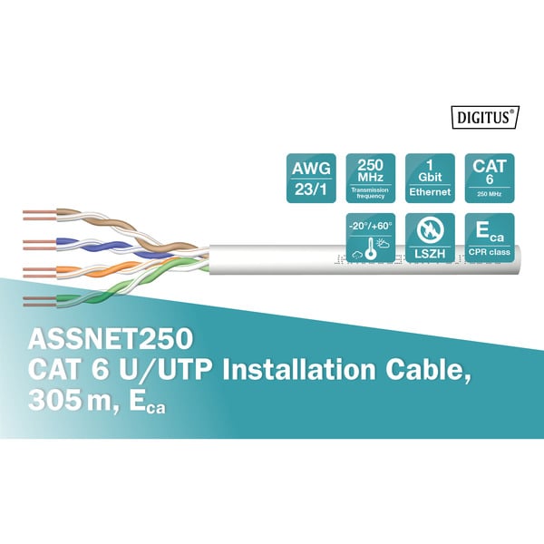 Digitus Professional ASSNET250 Cat.6 U/UTP Verlegekabel simplex, Eca - Digitus - vue 3