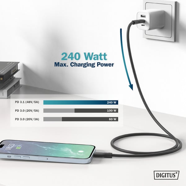 Digitus USB4 Gen 2x2 Silikon-Anschlusskabel USB-C > USB-C - Digitus - vue 7
