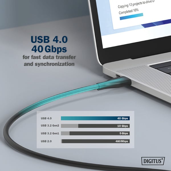 Digitus USB4 Gen 3x2 Silikon-Anschlusskabel USB-C > USB-C - Digitus - vue 9