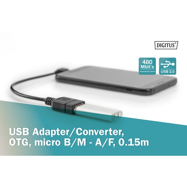 Digitus USB 2.0 Adapter, Micro USB Stecker 90° > USB-A Buchse - Digitus - vue 8