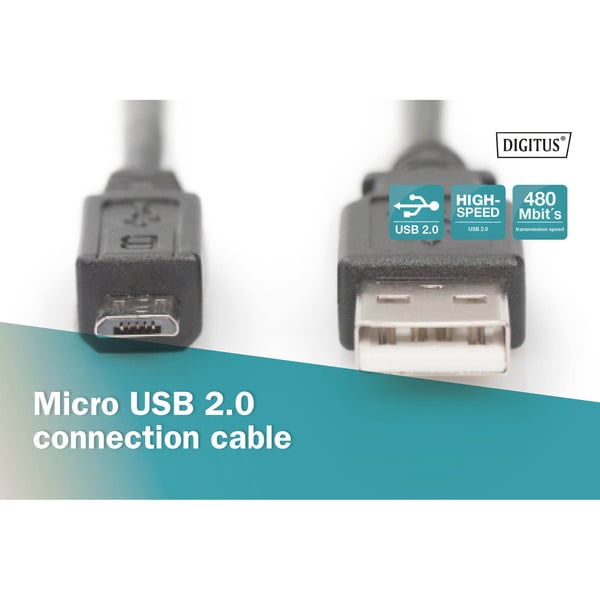 Digitus USB 2.0 Anschlusskabel USB-A (Stecker) > Micro-USB (Stecker) - Digitus - vue 5