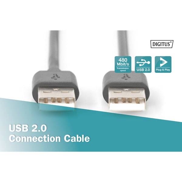 (€ 0,33 / 1 m) Digitus USB 2.0 Anschlusskabel USB-A (Stecker) > USB-A (Stecker) - Digitus - vue 5