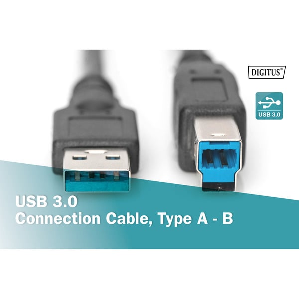 (€ 1,58 / 1 m) Digitus USB 3.2 Gen 1 Anschlusskabel USB-A > USB-B - Digitus - vue 5