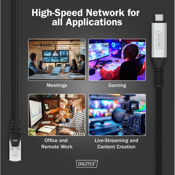 Digitus USB-C 3.2 Gen1 > RJ-45 Ethernet câble, 1Gbit/s, Adapter - Digitus - vue 5
