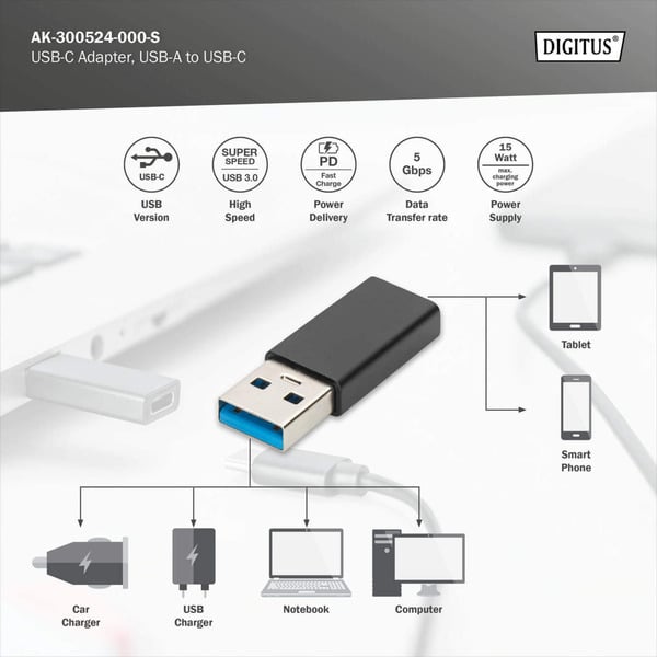 € 3,10 Digitus USB Type-C Adapter, USB A - USB-C - Digitus - vue 7