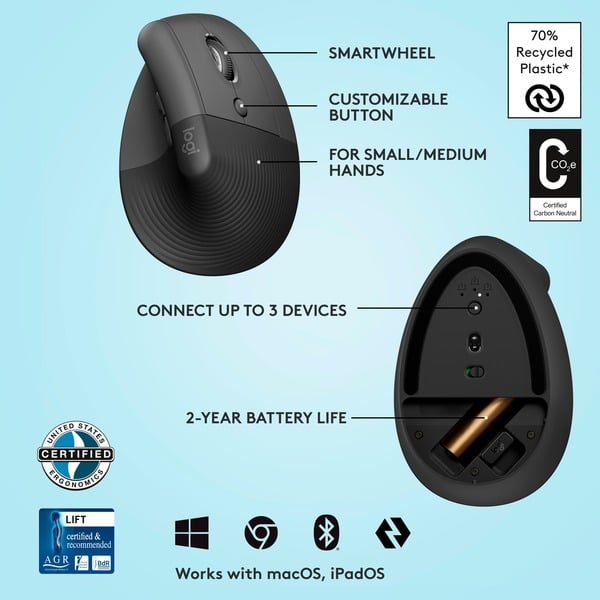 Logitech Lift, souris - Logitech - vue 7