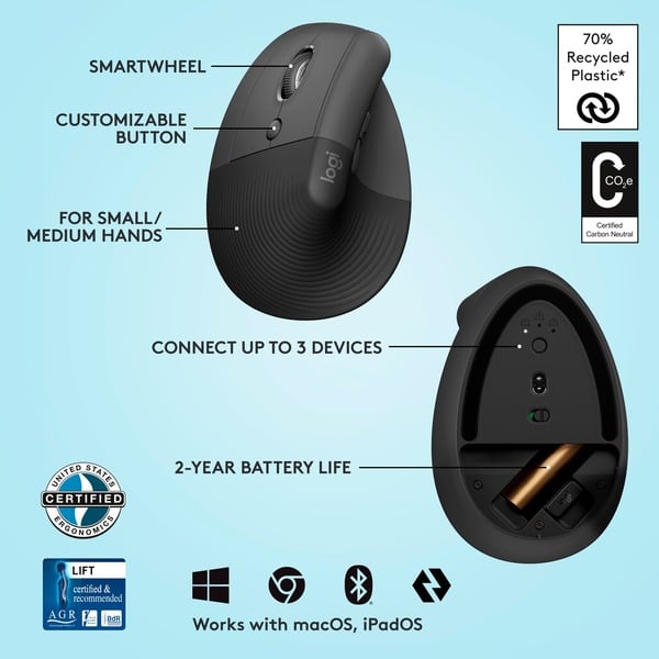 Logitech Lift, souris - Logitech - vue 7