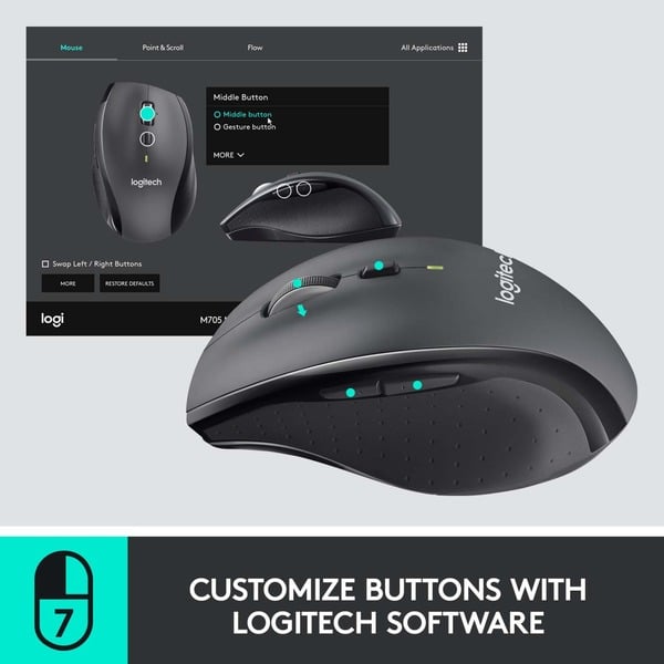 Logitech Wireless Mouse M705, souris - Logitech - vue 4