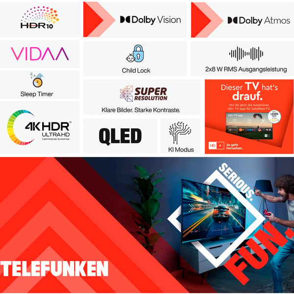 Telefunken D65Q920B2CW, QLED-Fernseher - Telefunken - vue 8