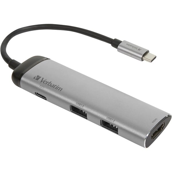Verbatim USB 3.2 Gen 1 Multiport-Hub, USB-C Stecker > 2x USB-A + USB-C Buchse + HDMI-Buchse, USB-Hub - Verbatim