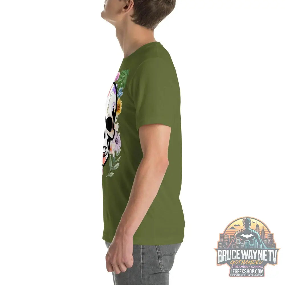 T-shirt Unisexe à Imprimé Crâne et Fleurs - Mode Estivale | Wayne Outfitters - Legeekshop