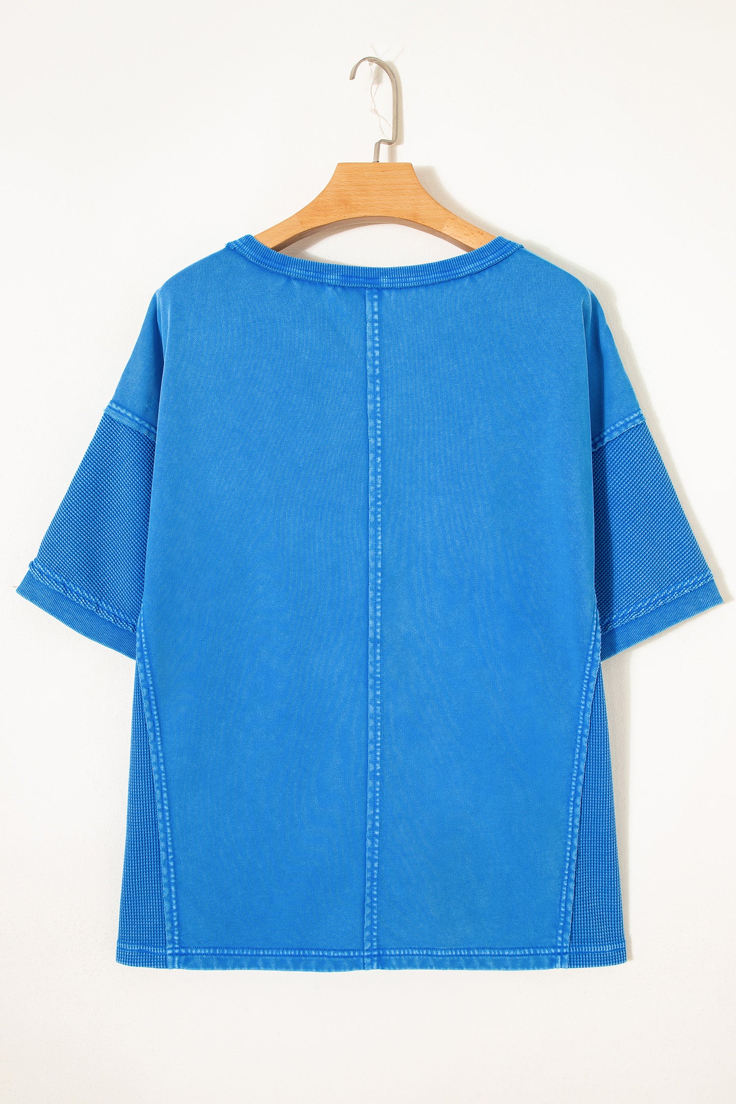 Blue Mineral Wash Star Mesh Patchwork Oversize Tee
