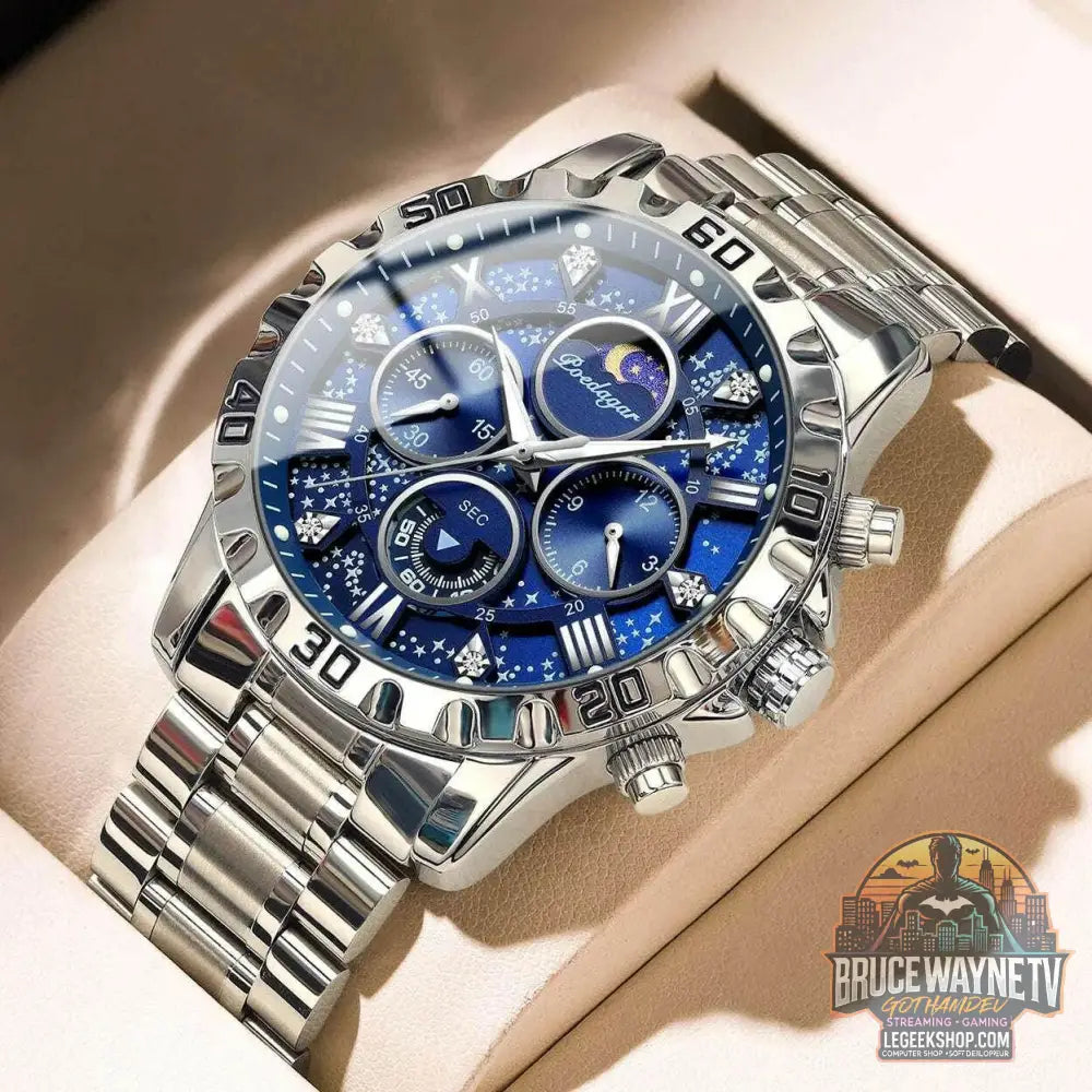 Montre de sport à quartz de luxe pour homme, étanche, Shoous, acier inoxydable, chronographe, horloge | POEDAGAR - Legeekshop
