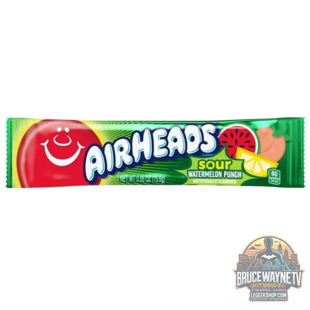 Airheads Sour Watermelon Punch bonbon au goût de pastèque acidulée de 16g (Lot de 36) - Snacks & boissons importés