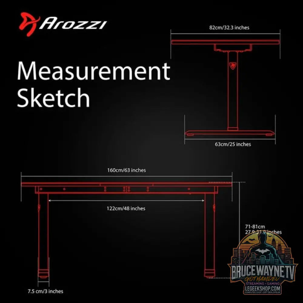 Arozzi Arena Gaming-Tisch, Pure Black - Arozzi - vue 10