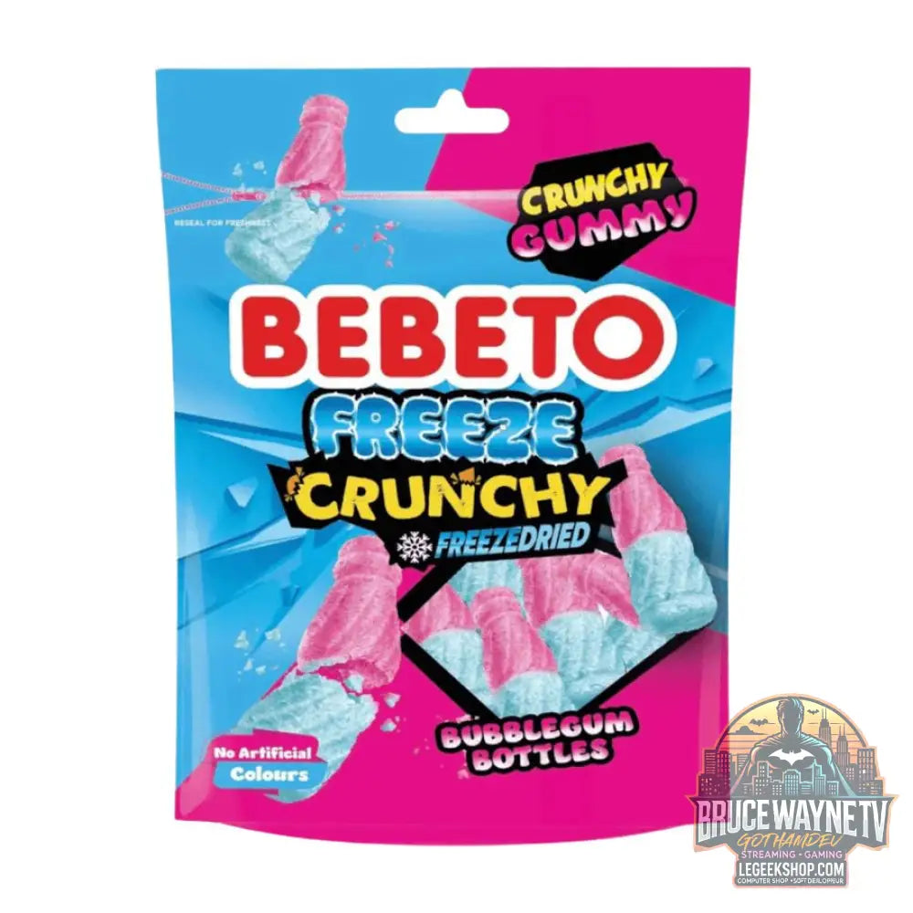 Bebeto Bubblegum Bottles Freeze Crunchy Gummy Freezedried caramelle liofilizzate al gusto bubblegum da 35g (Confezione