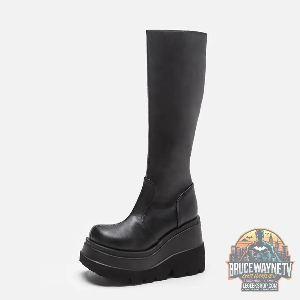 Bottes Gothiques Plateforme Biker Talon Compensé Punk - Bottes Femme