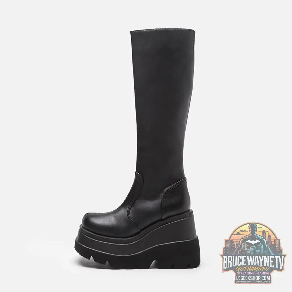 Bottes Gothiques Plateforme Biker Talon Compensé Punk - Bottes Femme