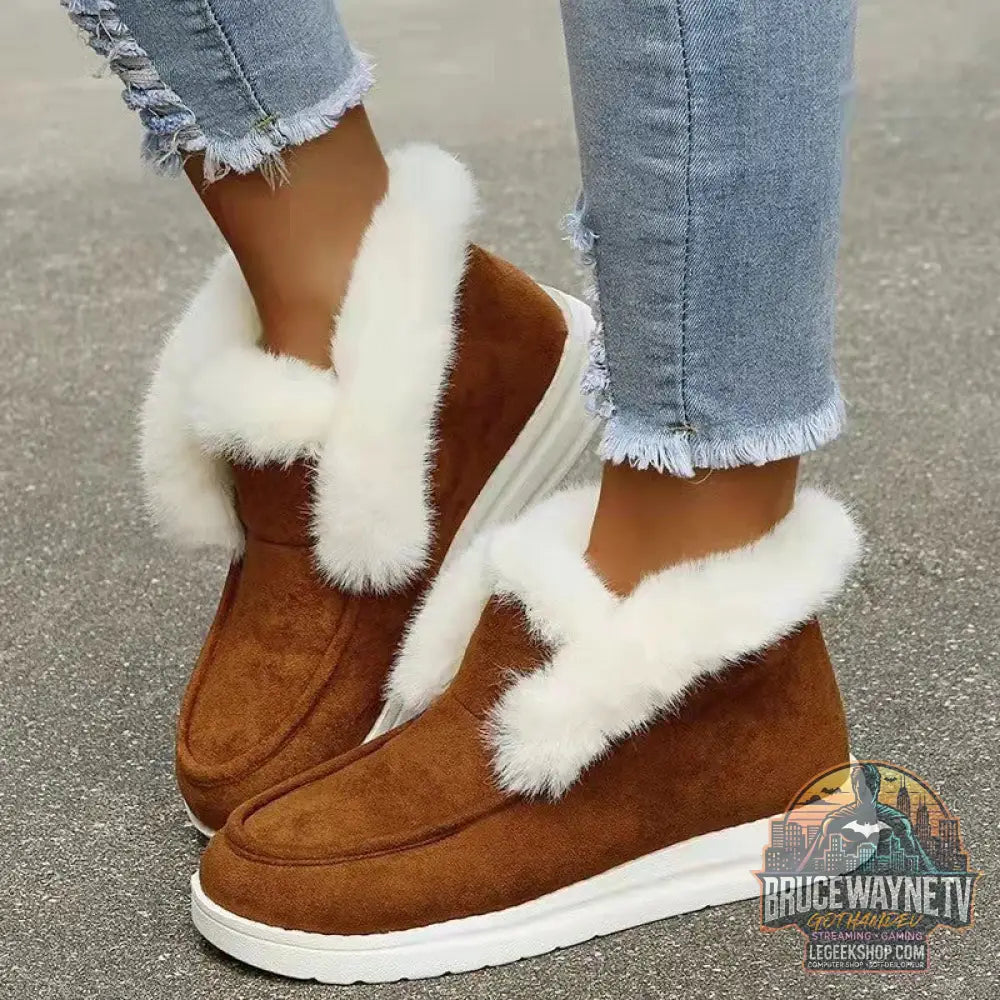 Bottes Neige Femme Courtes Fourrées Plates Grande Taille - Bottes Neige Femme